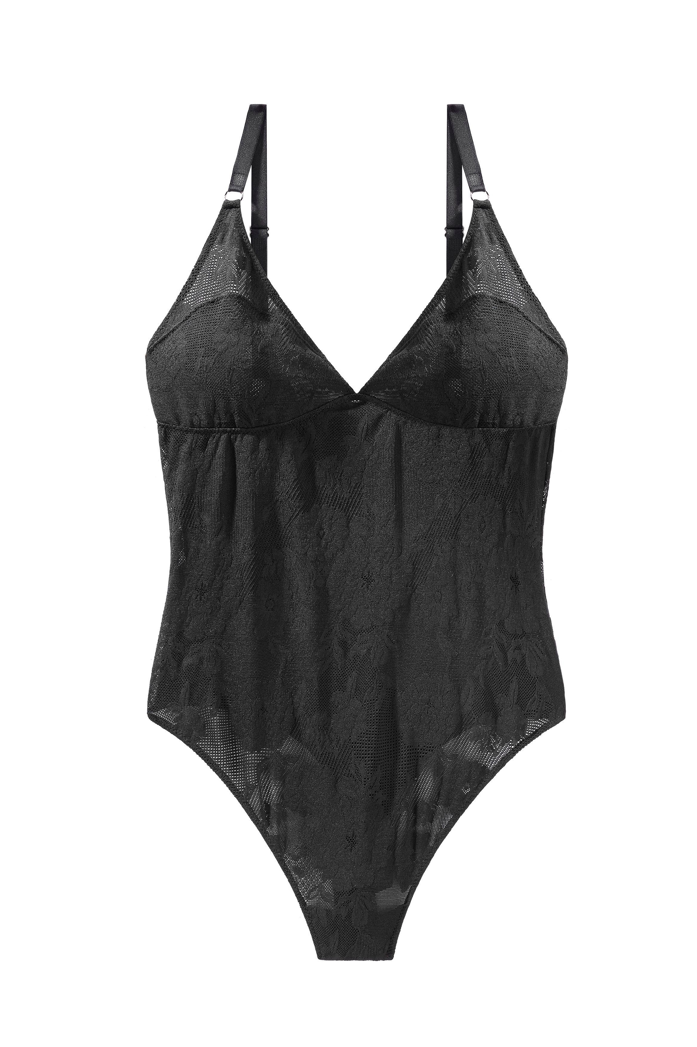 zwart met bloemen kanten bodysuit lingerie top