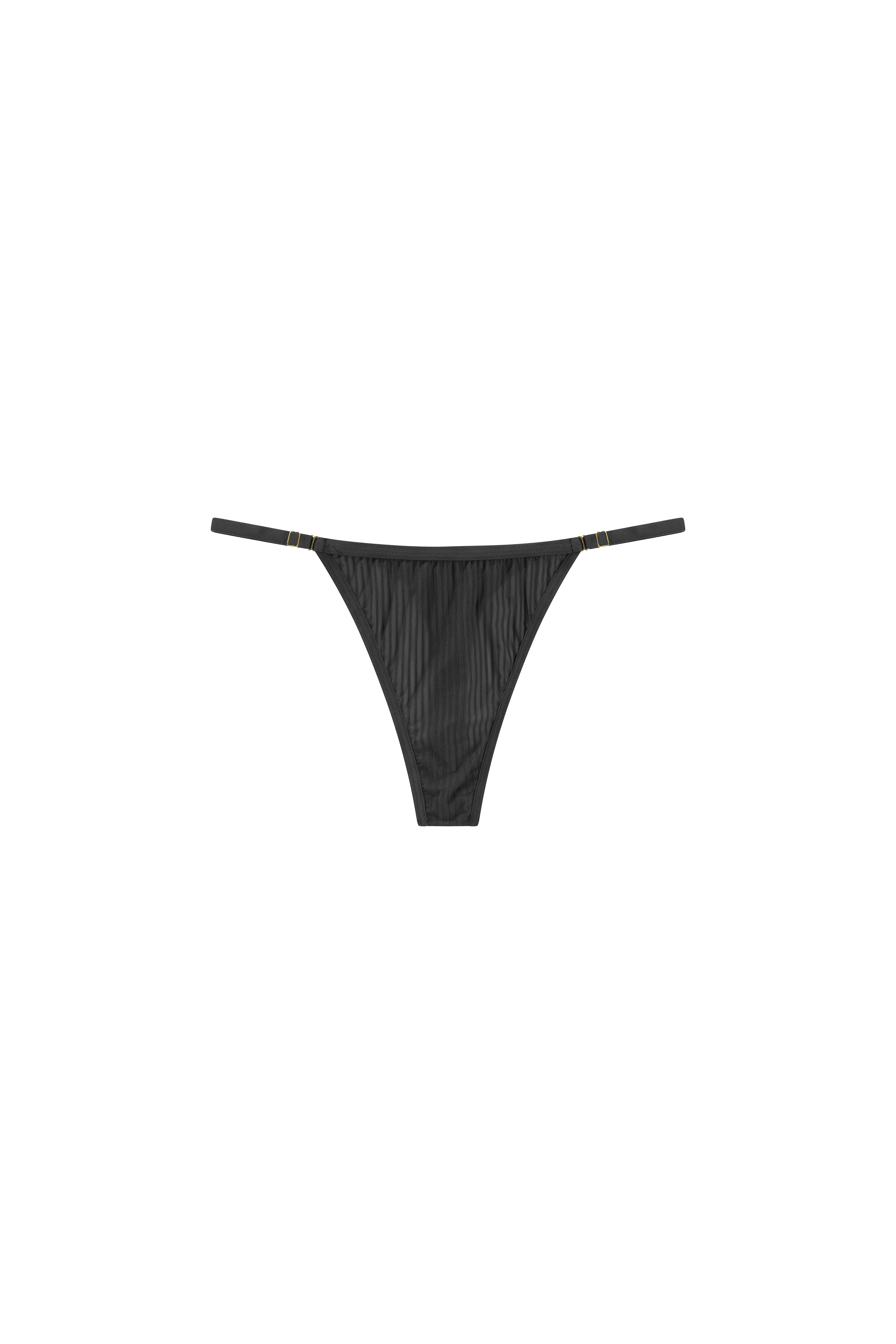 zwarte verstelbare g-string met strepen