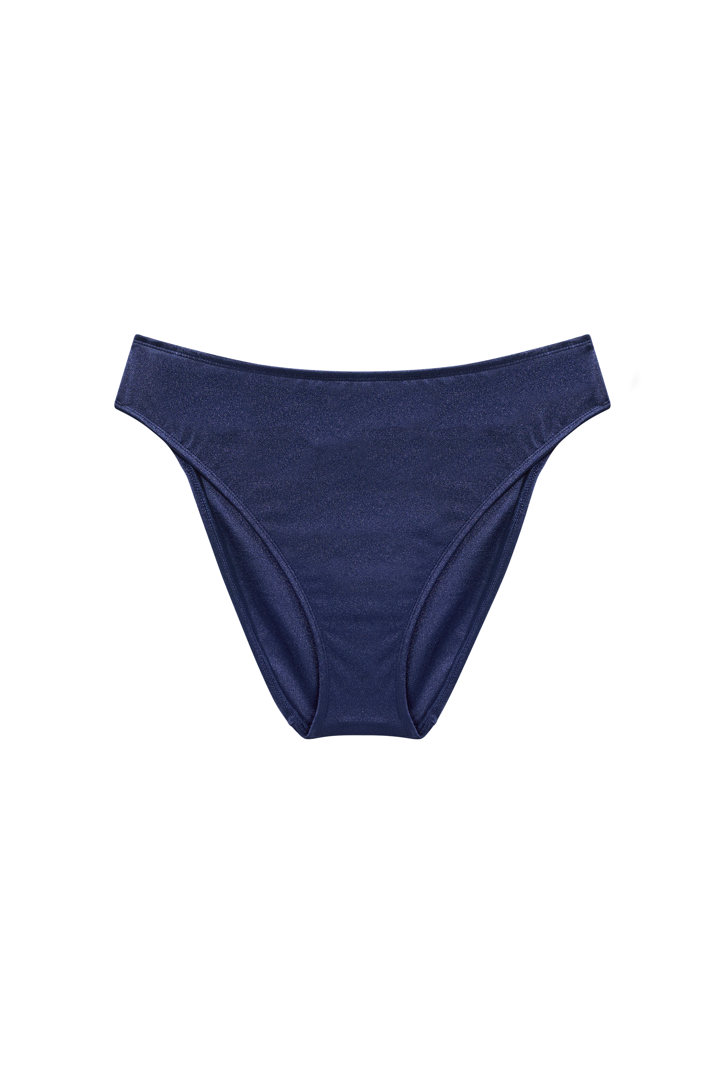 voorkant donkerblauw bikini broekje hoog aangesloten