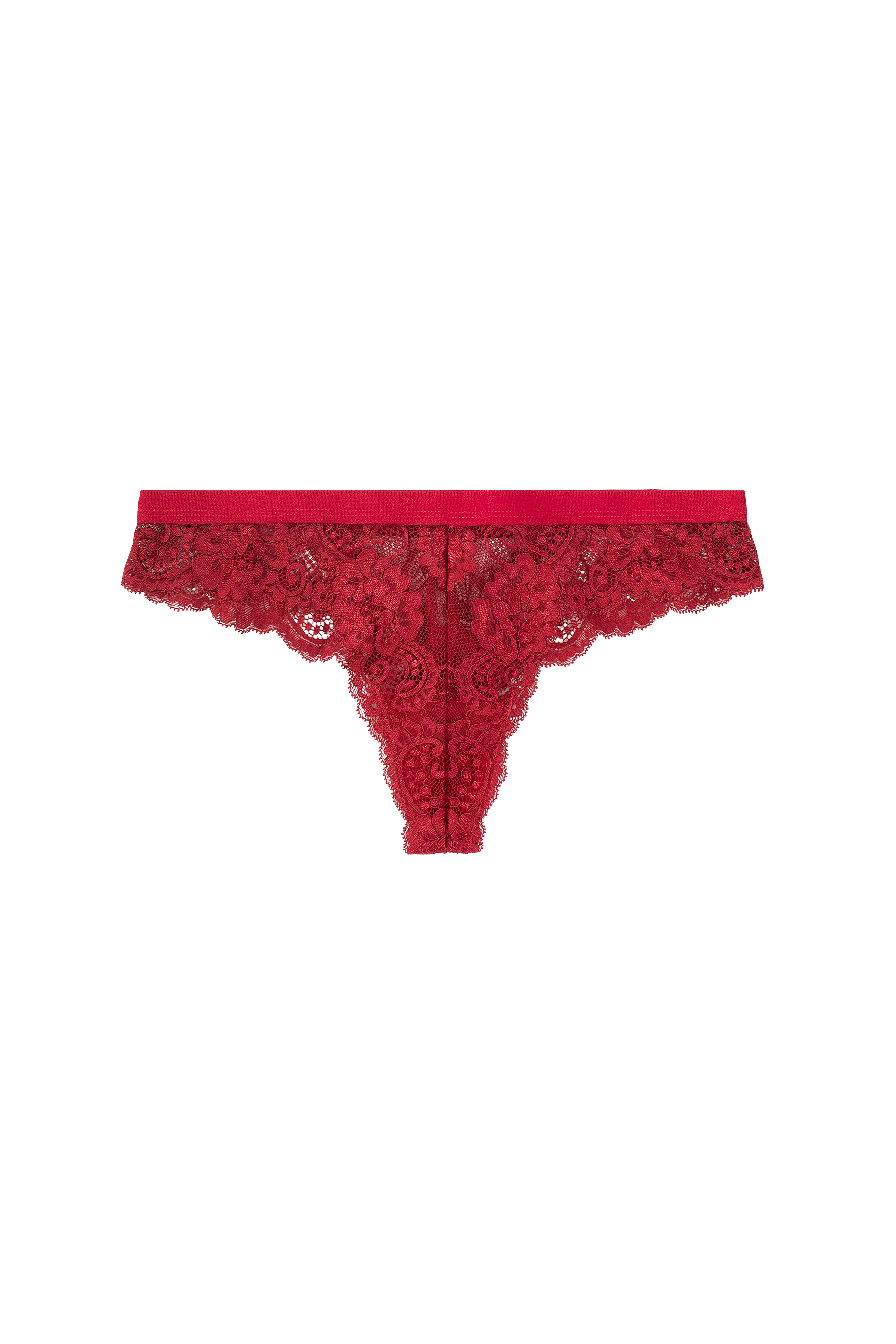 string fel kant rood lingerie
