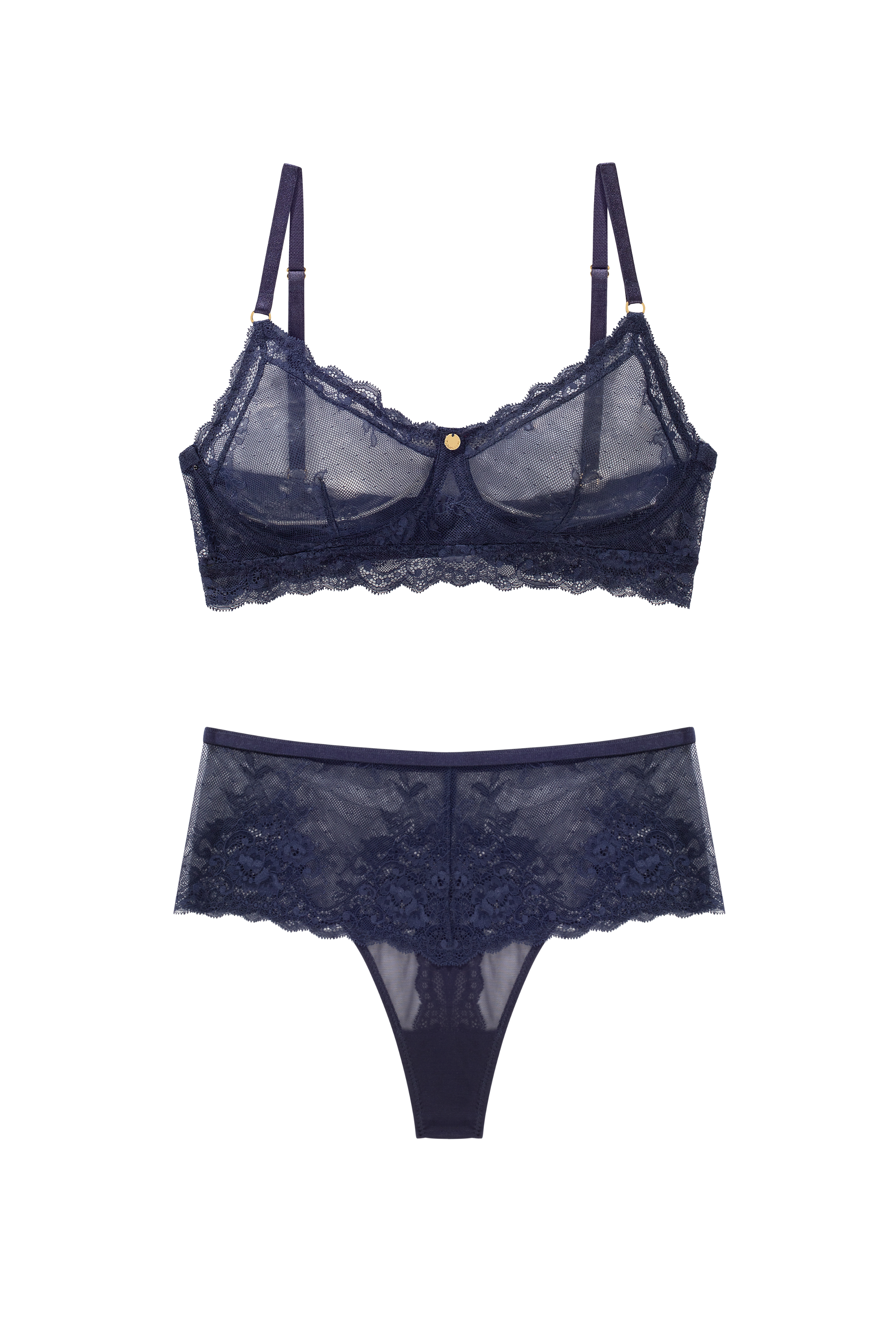 blauwe lingerie set met string