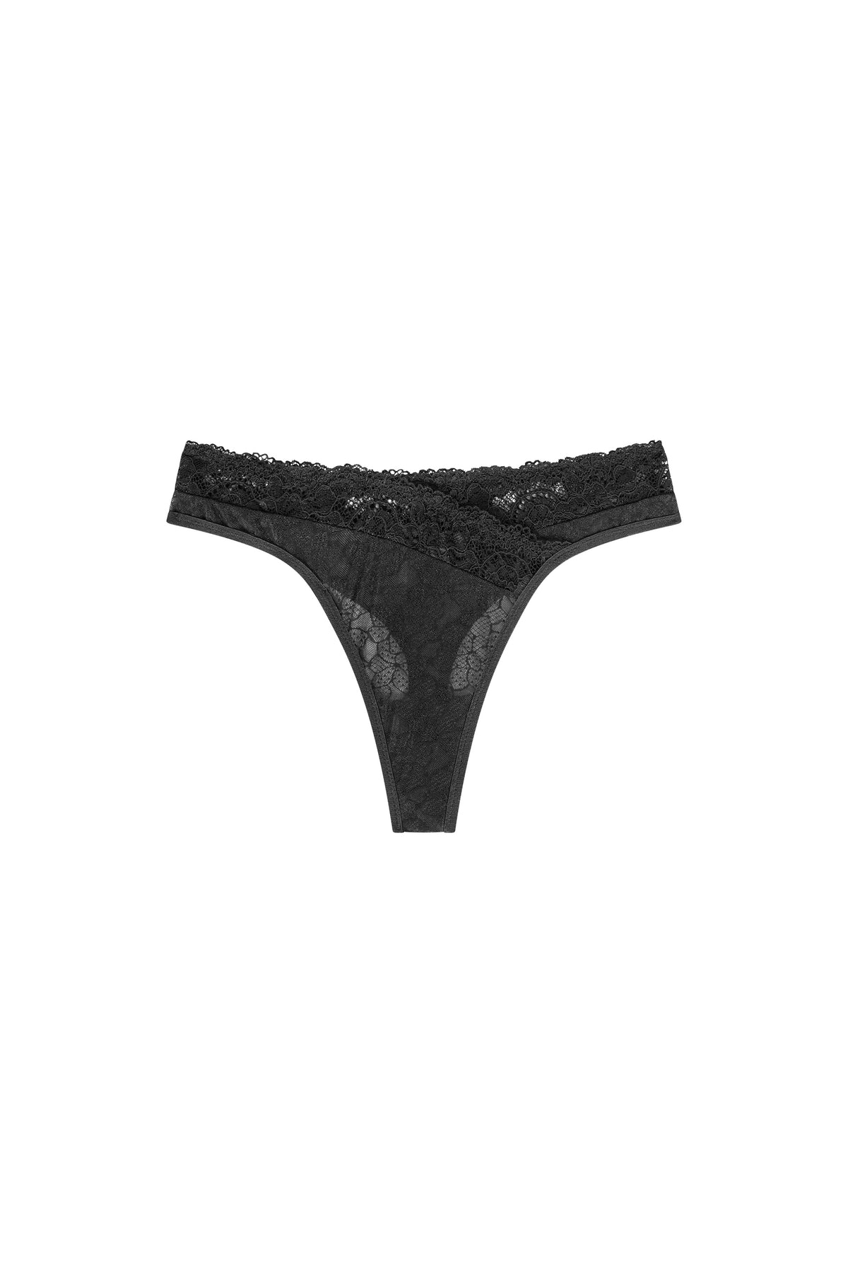 Black lace sustainable thong