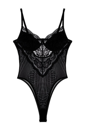 Black bodysuit black lace mesh
